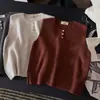 2026 Nuevo Estilo Coreano Moda Cuello Redondo Sin Mangas Chaleco Cardigan Tejido Diseño de Botones Sentido de la Moda Ropa Exterior Capa Superior