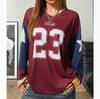 Camiseta de Malha com Estampa Digital Manga Curta/Longa Solta Feminina Estilo Americano Esportiva Casual Pulôver Decote V Top Masculino e Feminino