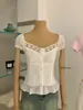WGWE9507 Ropa de Mujer de las Trece Líneas de Guangzhou 2026 Nueva Blusa de Manga Corta con Adorno de Encaje para Ceñir la Cintura para Verano
