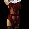 Sueño de Montaña de Primavera Lencería Sexy Uniforme de Chica Conejo Seductora Sexy Roja Linda Juguetona Atuendo Ajustado No Necesita Quitarse