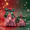 Nova Sacola de Doces de Natal Transfronteiriça Estampagem a Quente Fita Dourada Laço Rede Sacola Festa Biscoito Embalagem de Presente Sacola de Presente
