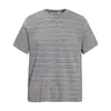 Camiseta de Manga Corta con Cuello Redondo y Rayas Estilo Japonés para Hombre, Versátil de Verano, Estilo Perezoso, Marca de Moda, Suéter, Camiseta de Media Manga
