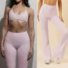Conjunto de Yoga Transfronterizo Sexy Sujetador Halter Espalda Hermosa Pantalones Acampanados para Mujer Ropa Deportiva para Correr Fitness Conjunto de Yoga