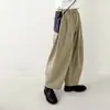 Pantalones cortos casuales lisos de estilo japonés y coreano transfronterizos para mujer, pantalones harén de moda vintage de otoño, pantalones de pierna ancha de ajuste holgado talla grande