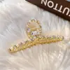 Pasador de Metal con Pedrería y Perlas para Mujer Pinza Grande de Sujeción Estilo Francés Elegante Pinza de Tiburón Pasador para la Parte Trasera de la Cabeza Clip para el Peinado