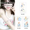 Pegatinas de tatuaje infantiles de conejo de peluche lindo, conejito suave y adorable en acuarela, flor, durazno, dorso de la mano y brazo de bebé, pegatinas impermeables