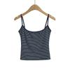 653-25 Spice Girls Europeias e Americanas Sexy Listrado Decote U Grande Justo Umbigo Camisole Curto