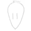 Pendientes de Borla Simples de Circonio Cuadrado Ins Cuadrado Europeo y Americano Collar en Forma de V Joyería Joyería Suministro Transfronterizo Conjunto de Joyería para Novia