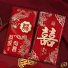 Atacado Envelopes Vermelhos de Casamento com Caractere Dupla Felicidade, Novos Envelopes Vermelhos Espessos de Papel Duro Estampados a Ouro de Alta Qualidade com Caractere Dupla Felicidade, Estilo Chinês
