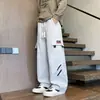 Calças de trabalho masculinas, modelagem solta, perna reta, estilo wide leg, adequadas para primavera e outono, modernas e versáteis para esportes e uso casual, perfeitas para estudantes