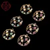 Brincos de Flor Colorida com Recortes em Diamante, Brincos Florais Azuis e Brancos, Pingentes de Franja, Acessórios de Joias Pingentes Estilo Chinês com Fio