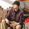 Camisa de trabajo rígida estilo retro americano para hombre, nuevo modelo otoño 2026, camisa de manga larga holgada y moderna para caza al aire libre para hombre
