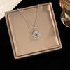 Collar de Copo de Nieve de Cristal Transparente Azul Micro Zirconia Diamante Completo Acero de Titanio Versátil Joyería de Lujo Ligero para Mujer
