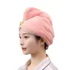 Touca Seca Cabelo em Fleece Coral Feminina Super Absorvente Secagem Rápida Espessa 2024 Nova Touca para Shampoo Banho Bolsa Toalha Seca Cabelo