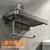 El fabricante suministra soporte para pañuelos de ventosa de aluminio espacial sin perforación, estante impermeable montado en la pared para baño, caja de pañuelos multifuncional para inodoro