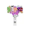 Porta-Crachá Retrátil com Glitter Acrílico de Puxar Fácil para Profissionais de Saúde, Crachá de Desenho Animado de Halloween, Porta-Crachá Retrátil com Clipe de Jacaré