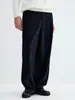 Pantalones de Chándal de Felpa Chenilla Yutang "Mezcla Lyocell" Estilo Old Money con Pinzas Estructuradas, Pantalones Casuales Rectos Holgados para Hombre