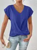 2026 Bestseller Transfronterizo de Amazon Camiseta Lisa de Cuello en V Elegante Top de Manga Corta Ropa para Mujer Primavera/Verano Amazon Transfronterizo