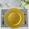 Plato Decorativo de Plástico Pintado con Spray Metálico Plato para Boda Hotel Fiesta Comida Occidental Color Personalizable Plato Base