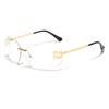 Gafas de Sol Estilo Celebridad de Internet Y2K con Lentes Curvos de Alta Gama, Gafas de Sol sin Montura para Mujer, Gafas de Sol Personalizadas con Protección Solar