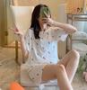 Pijamas de verano para mujer, sueltos, de talla grande, bonitos y bonitos, de manga corta, para estudiantes, estilo coreano, ropa de abrigo, ropa para el hogar, traje