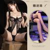 Lingerie Sexy Hemei, Body de Renda Bordada Justo, Conjunto Push-Up Sem Costura e Sem Abertura no Gancho, Tentador