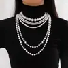 Collar de Perlas de Imitación Multicapa de Moda Europea y Americana, Collar Retro Francés de Perlas Grandes y Pequeñas Estilo Barroco de Gama Alta para Mujeres
