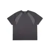 Camiseta Nanxia Retro Estilo Americano Corta e Costurada com Tecido que Absorve o Suor, Manga Curta para o Verão, Bloqueio de Cores Frescas, Secagem Rápida, Roupa Esportiva