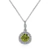 Collar de plata de ley S925 con moissanita de color para mujer, colgante redondo de cuatro puntas de 1 quilate, cadena para la clavícula con gema de color al por mayor transfronteriza