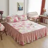 Faldón de Cama 100% Algodón Pieza Única Antideslizante Floral Estilo Simple Individual Doble Cubrecama Engrosado 1.8m Encaje de Algodón Puro Colcha