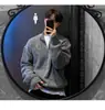 Suéter de punto para hombre con media cremallera y cuello alto para otoño e invierno, casual y elegante, marca de moda, top de punto holgado para usar en capas