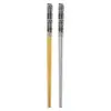 Juego de Palillos de Acero Inoxidable 304, Palillos Cuadrados Huecos Antiescaldantes con Mitad Chapada de Enredadera Floral, 2 Palillos y 2 Soportes, Juego en Caja de Regalo