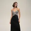 2026 Bata de Verano Transfronteriza Europea y Americana de Satén Gasa Encaje Empalmado Tirantes Vestido Largo Espalda Descubierta Ropa de Casa