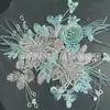 Parche de Tela de Flores Estéreo de Malla Caliente con Diamantes Calientes Azul Étnico Parche de Tela para Ropa Estilo Dinastía Han Accesorios Decorativos