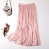 Falda de Hilo Mercerizado para Mujer Verano Talla Grande Falda Nueva Cómoda y Fresca Falda de Corte A Elegante Aspecto Adelgazante Cintura Elástica Falda de Longitud Media