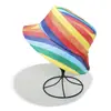 Sombrero de Sol de Verano Nuevo de Temu Shein Transfronterizo Sombrero de Pescador Rayado Arcoíris Colorido para Festival Europeo y Americano Venta al por Mayor para Hombres y Mujeres