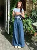Pantalones de Mezclilla Azul Oscuro de Pierna Ancha para Mujer, Nuevo Estilo Verano 2026, Cintura Alta, Adelgazantes, Sueltos, Modernos, Versátiles y Favorecedores Pantalones Casuales