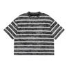 Camiseta ETAI masculina moda americana listrada solta retrô alta qualidade moda masculina lavada curta manga curta larga
