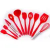 Em estoque conjunto de utensílios de cozinha de silicone ferramentas de panificação conjunto de 10 peças raspador de silicone espátula colher pincel de óleo pegador de alimentos e outros conjunto de 10 peças