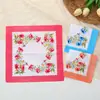 Lenço Estampado Feminino de Algodão Puro Retrô, Lenço Nostálgico Estilo Vintage, Toalha de Mão Fina de Algodão Absorvente para Suor de Verão