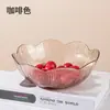 Plato de Fruta Transparente de Plástico Estilo Lujo Ligero con Forma de Flor Ins de Alto Valor para Mesa de Comedor en Casa Plato Hueso Plato de Exhibición para Snacks y Dulces