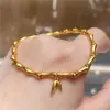 Pulsera de Oro de Arena Vietnamita para Mujer, Pulsera de Nudo de Bambú Herencia de la Familia Zhou, Joyería de Imitación Dorada Estilo Retro Ins de Lujo Ligero al por Mayor