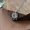 Colar Irregular Geométrico de Prata S925 com Inlay de Espuma de Água e Jade Cadeia da Clavícula com Fecho Ruyi Design de Nicho Colar para Outono e Inverno para Mulheres