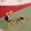 Brincos de Lápis Lazúli Banhados a Ouro Prata S925 Personalidade Feminino Casual Mais Fáceis de Combinar Pequenos Frescos