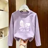 Ropa para niños, camiseta de manga larga para niñas, camiseta base 100% algodón para niños, nuevo estilo otoño 2026, top con estampado de dibujos animados para niñas