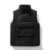 2023 otoño e invierno nuevo chaleco acolchado de algodón con cuello alto, bolsillo grande con cremallera personalizado, abrigo acolchado de algodón sin mangas de color sólido