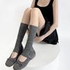 Calcetines Blancos Finos de Verano Microtransparentes para Piernas de Mujer Estilo Miu Ancho Combinan con Todo Raya Vertical Estilo Ballet Cubre Piernas Fruncido