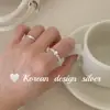 Design minimalista estilo ins coreano joia de prata anel de contas embutidas vazadas ovais de prata esterlina S925 versátil para usar em camadas