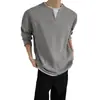 Sudadera Pesada Falsa de Dos Piezas para Hombre, Nuevo Estilo Primavera y Otoño, Camiseta Texturizada Holgada Casual de Moda con Cuello en V para Adolescentes