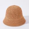 Sombrero de Pescador Pequeño de Borde Hueco Tejido de Punto Estilo Coreano para Mujer, Sombrero de Cubeta Delgado Transpirable de Verano, Sombrero de Sol de Borde Pequeño de Moda Versátil